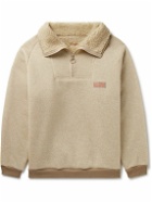 KAPITAL - Alpine Logo-Appliquéd Fleece-Lined Knitted Half-Zip Sweatshirt - Neutrals
