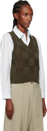 Cordera Khaki Checkered Cotton & Cashmere Vest
