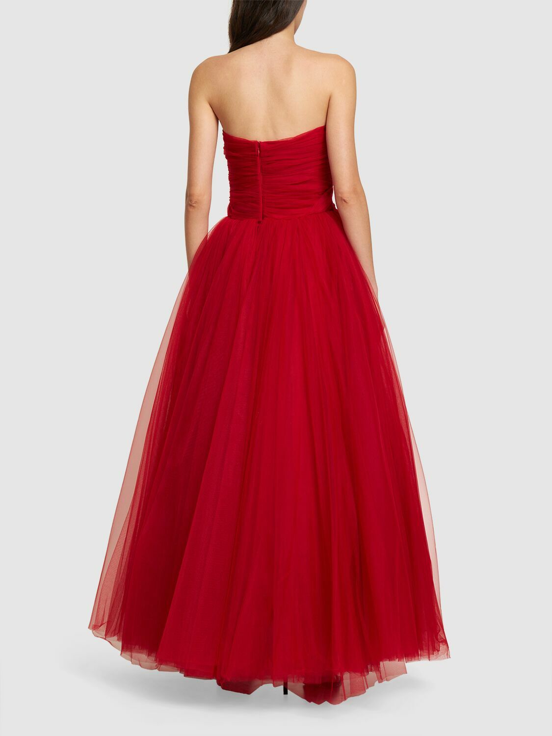 GIAMBATTISTA VALLI Strapless Asymmetric Tulle Mini Dress