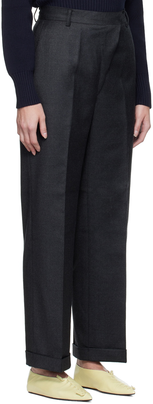 DRAE Gray Oblique-Front Trousers