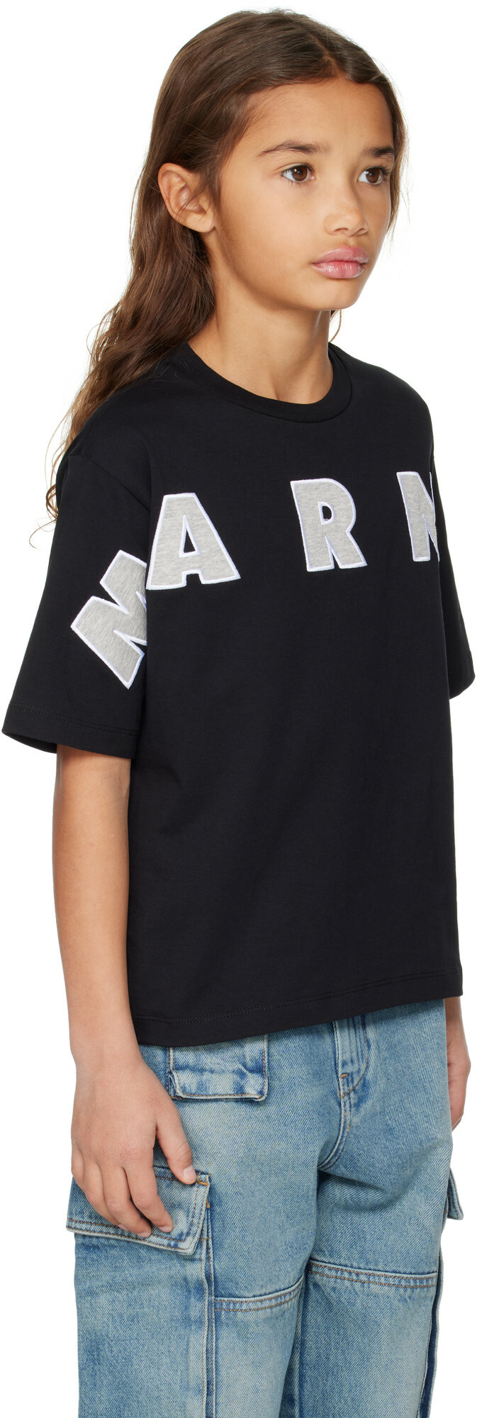 Marni Kids Black Logo Patch T-shirt