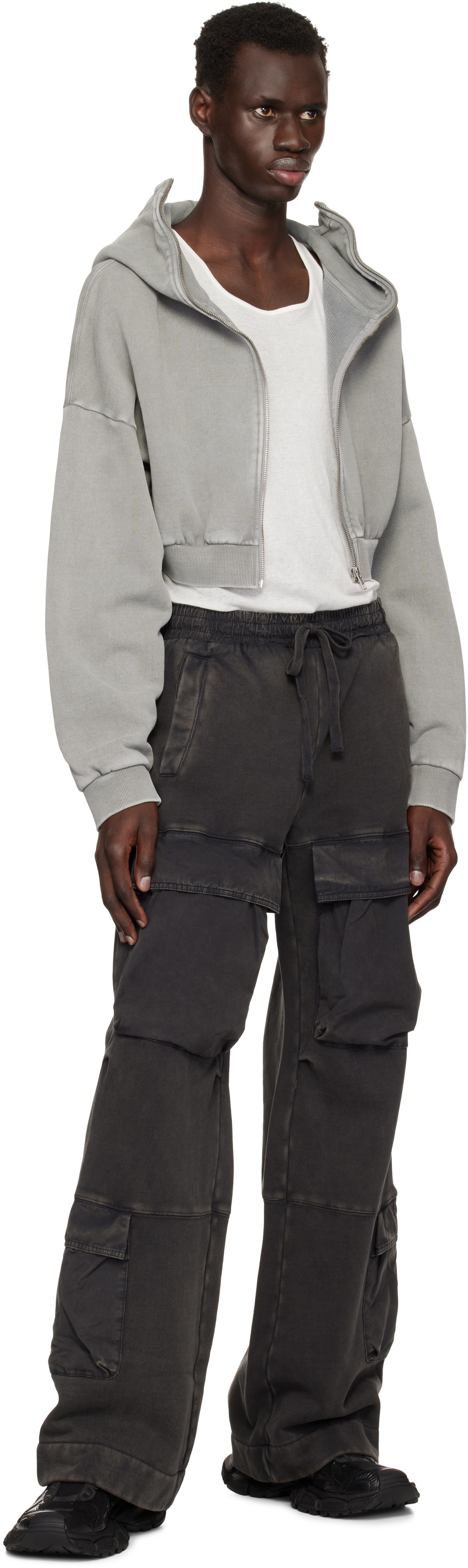 Entire Studios Gray Cropped Full Zip Hoodie Entire Studios