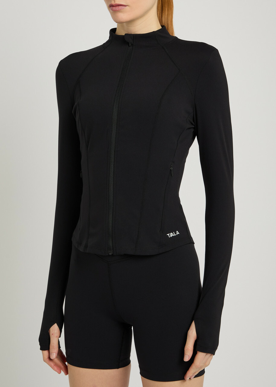 Tala Dayflex zip up Stretch-jersey top Black