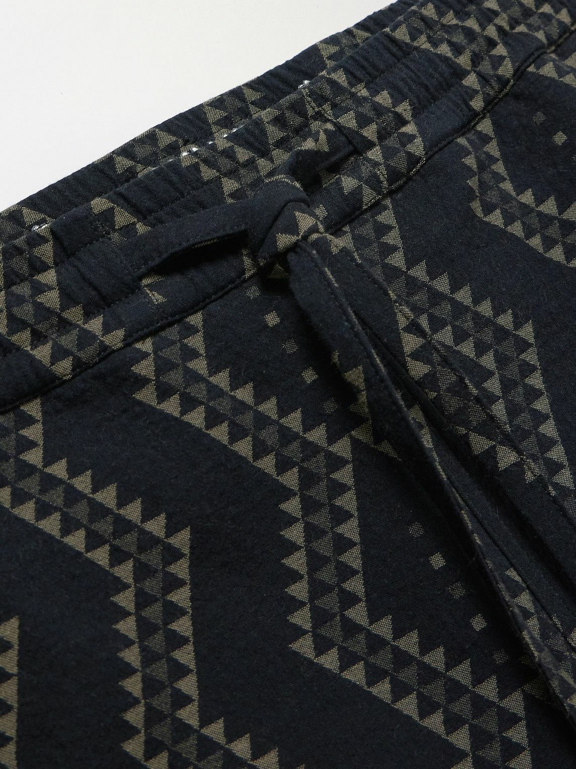 MANAAKI - Tai Straight-Leg Striped Cotton-Jacquard Drawstring Shorts - Black