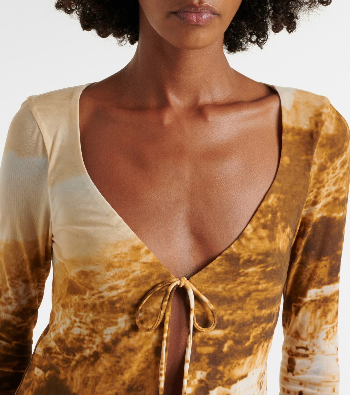 Staud Avani printed mesh top