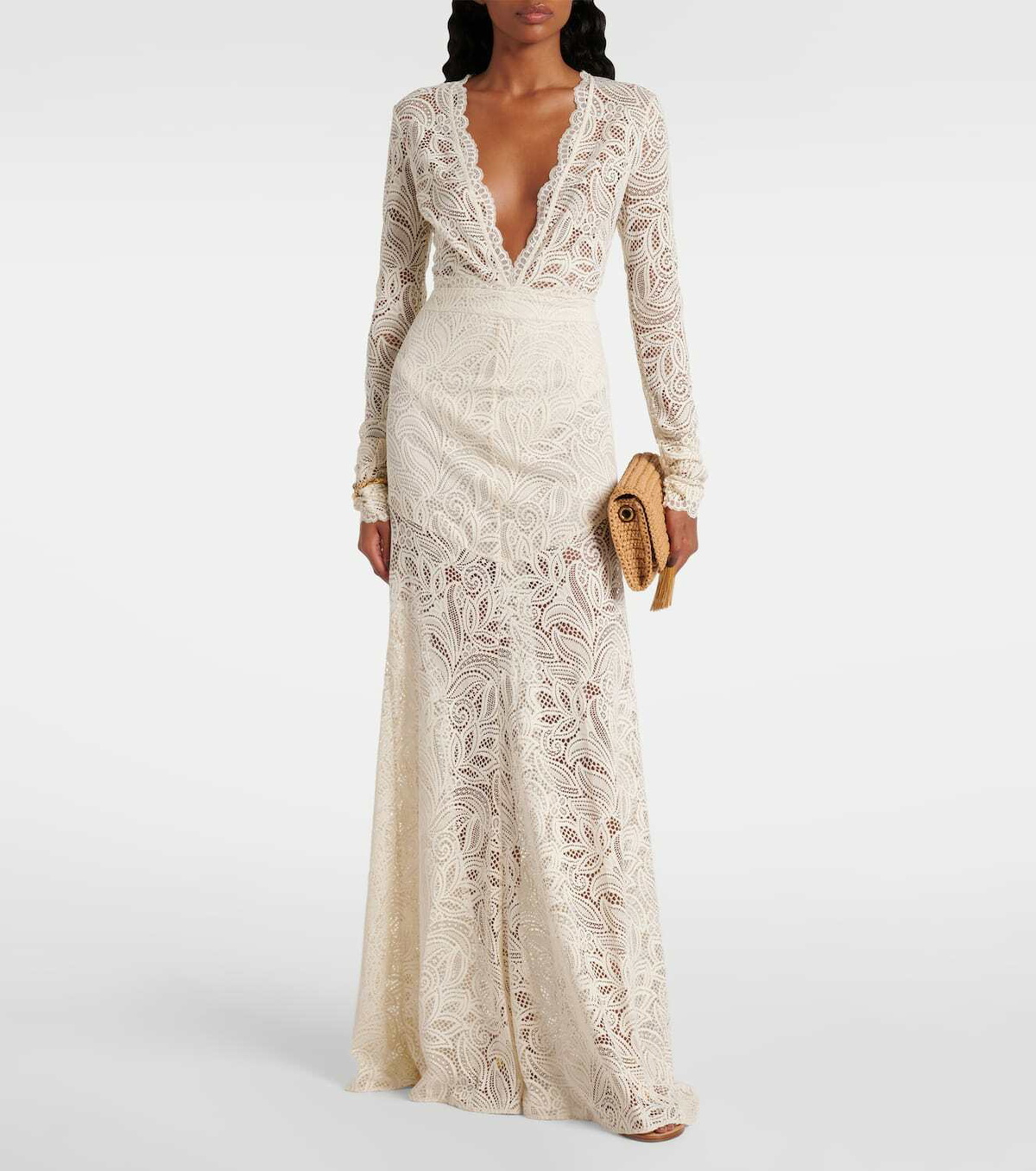 Alexandra Miro Juniper semi-sheer lace maxi skirt