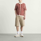 Wax London Men's Porto Knit Stripe Shirt in Ecru/Orange