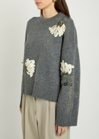 Simkhai Dawna Floral-embellished Wool-blend Jumper Grey