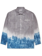 FLAGSTUFF - Logo-Embroidered Dip-Dyed Cotton Shirt - Gray