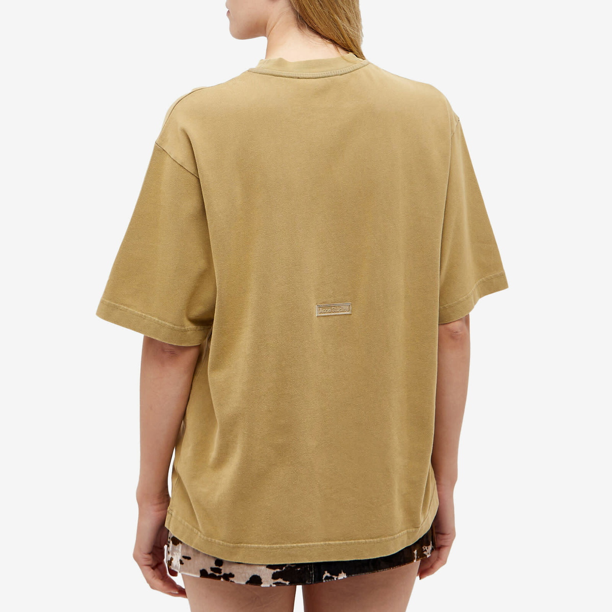 Tシャツ・カットソー ACNE STUDIOS Woman T-Shirt Rust Distressed logo cotton-blend T-shirt in green - Acne Studios