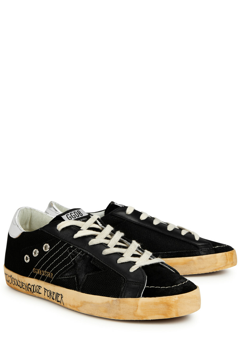 Golden Goose Super-Star Distressed Mesh Sneakers Black