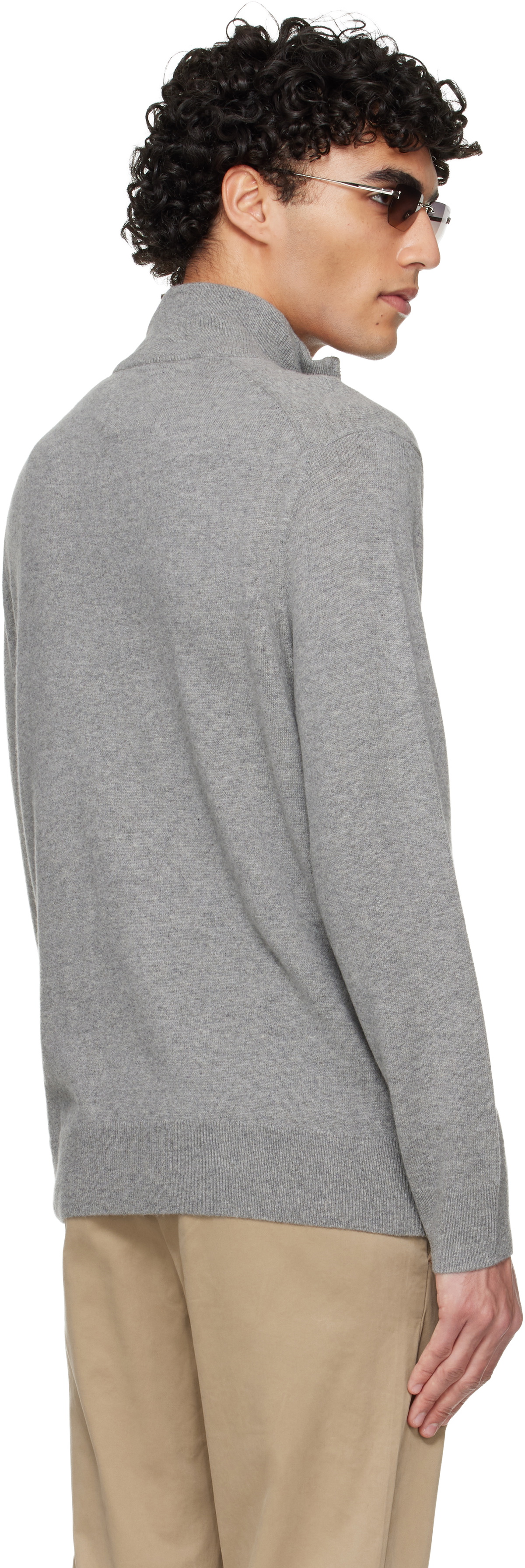 Polo Ralph Lauren Gray Wool Quarter Zip Sweater