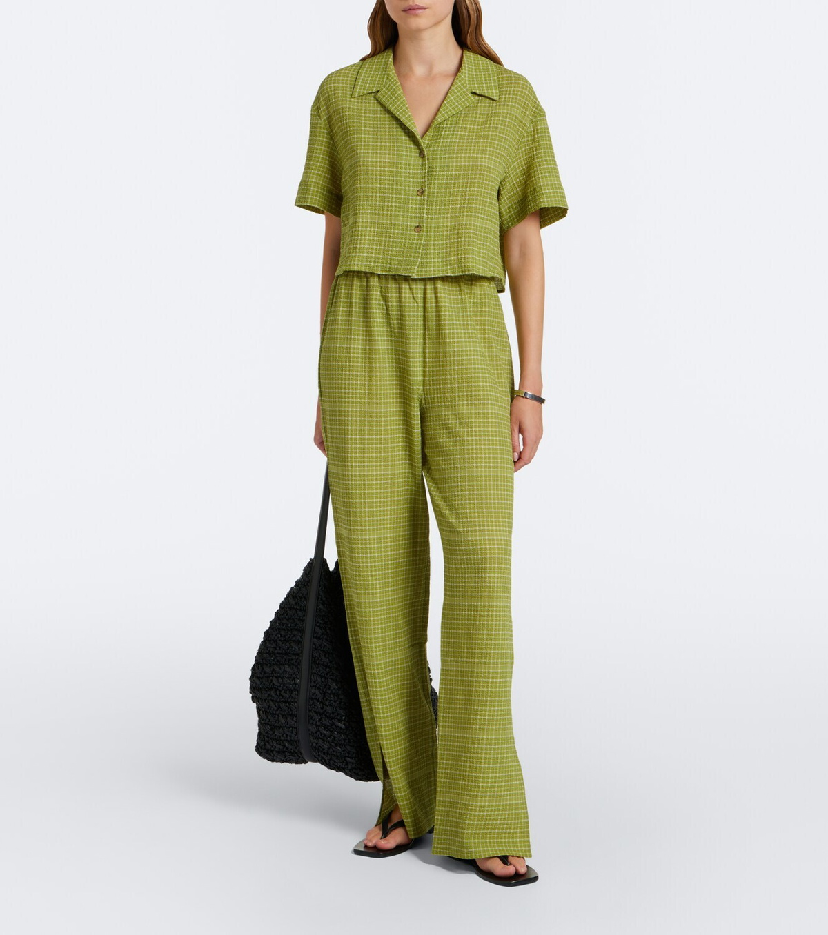 Asceno Loreto checked cotton wide-leg pants