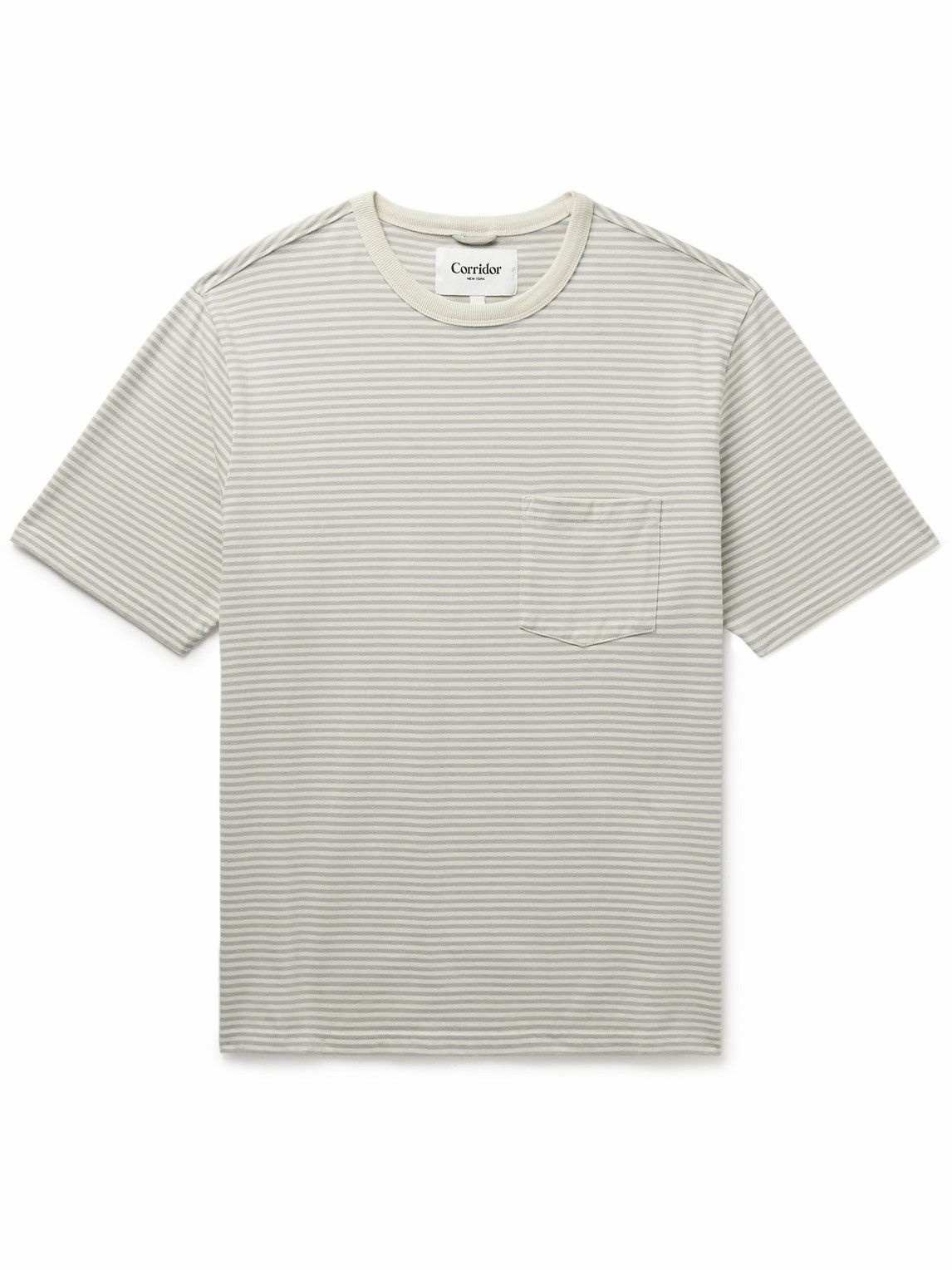 Photo: Corridor - Striped Cotton-Jersey T-Shirt - Gray