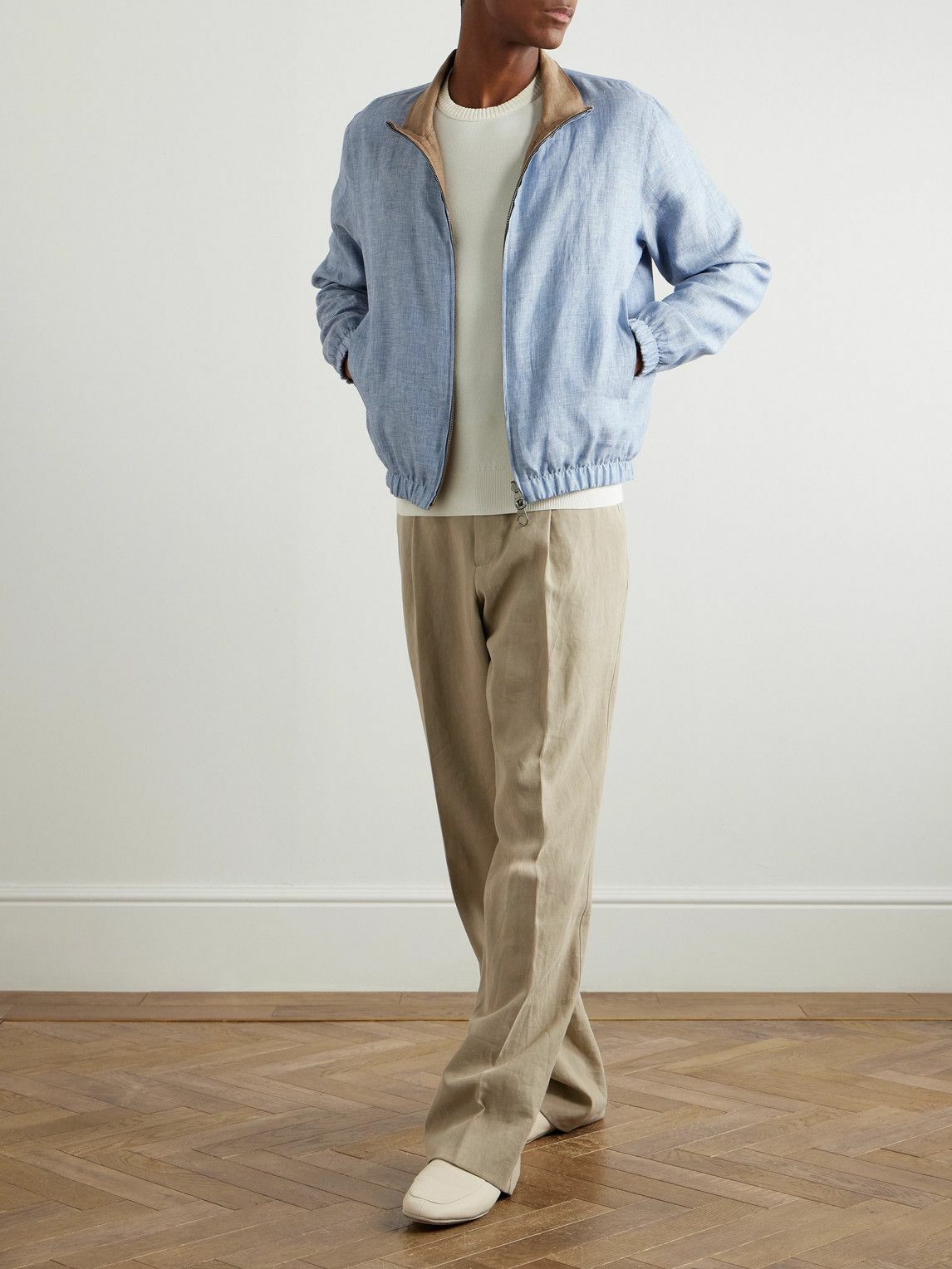Loro Piana - Reversible Linen Bomber Jacket - Blue Loro Piana