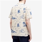 Nudie Jeans Co Men's Arvid Waves Hawaii Shirt in Ecru