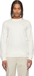 Moncler Off-White Leather Logo Long Sleeve T-shirt