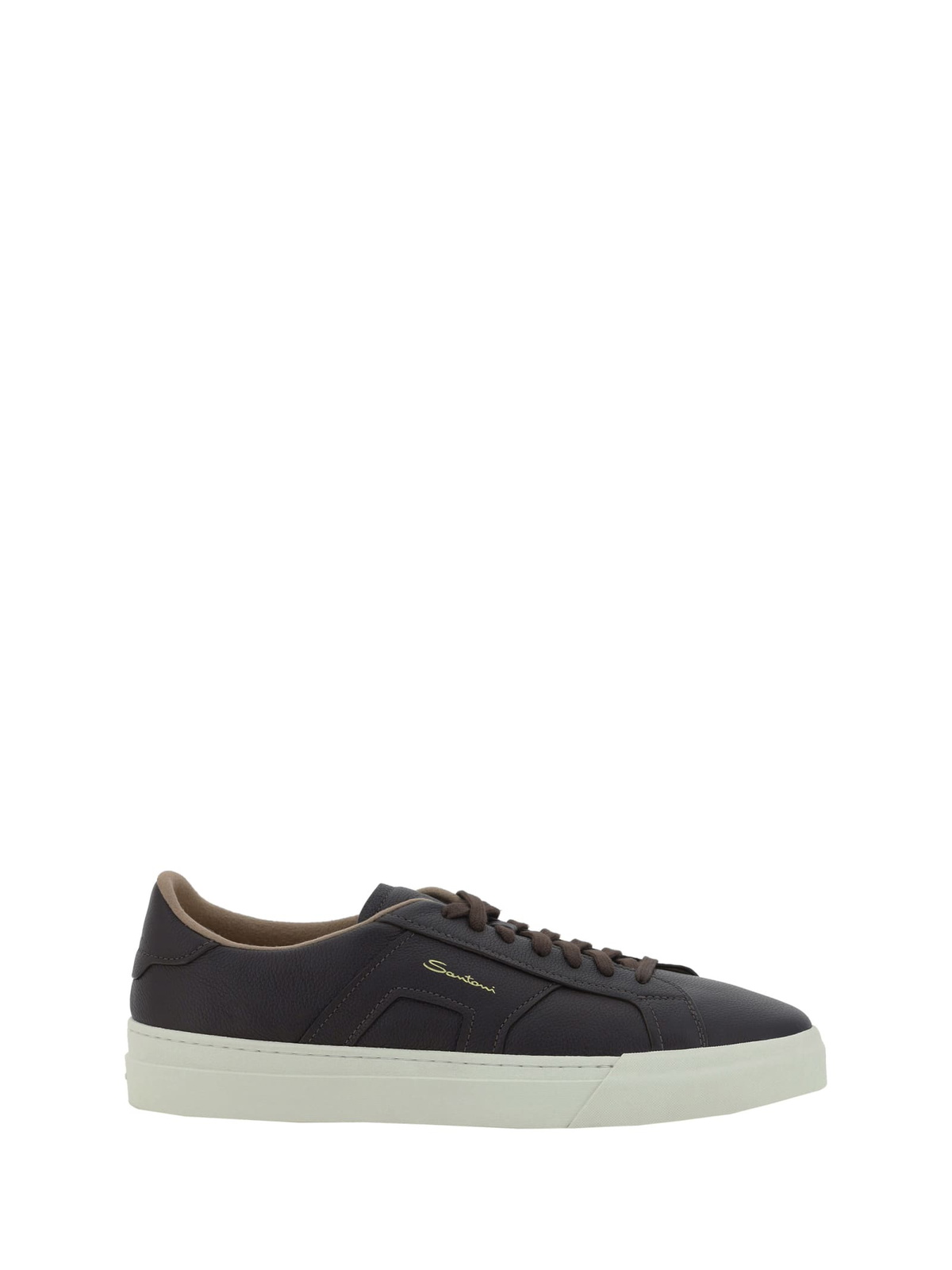 Sneakers Sabot Santoni En Cuir Argenté - Taille 37, Fabriqué En Italie, Neuf Avec Emballage