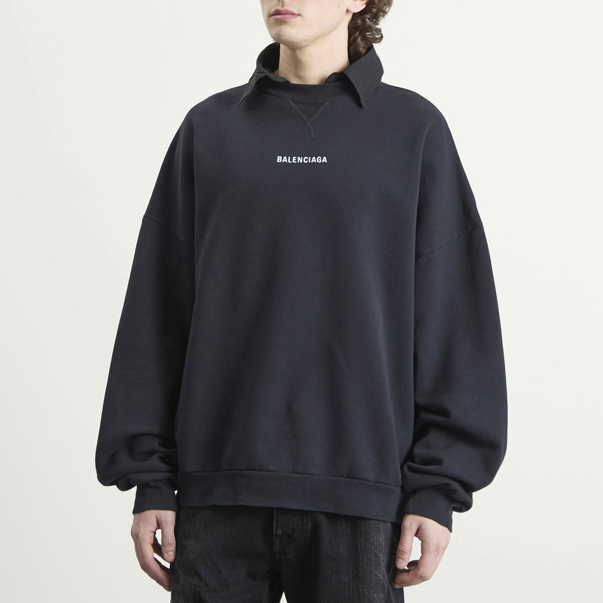 Balenciaga Men's Logo Polo Shirt in Faded Black/White