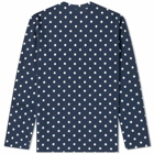 Comme des Garçons Play Men's Long Sleeve Polka Dot T-Shirt in Navy