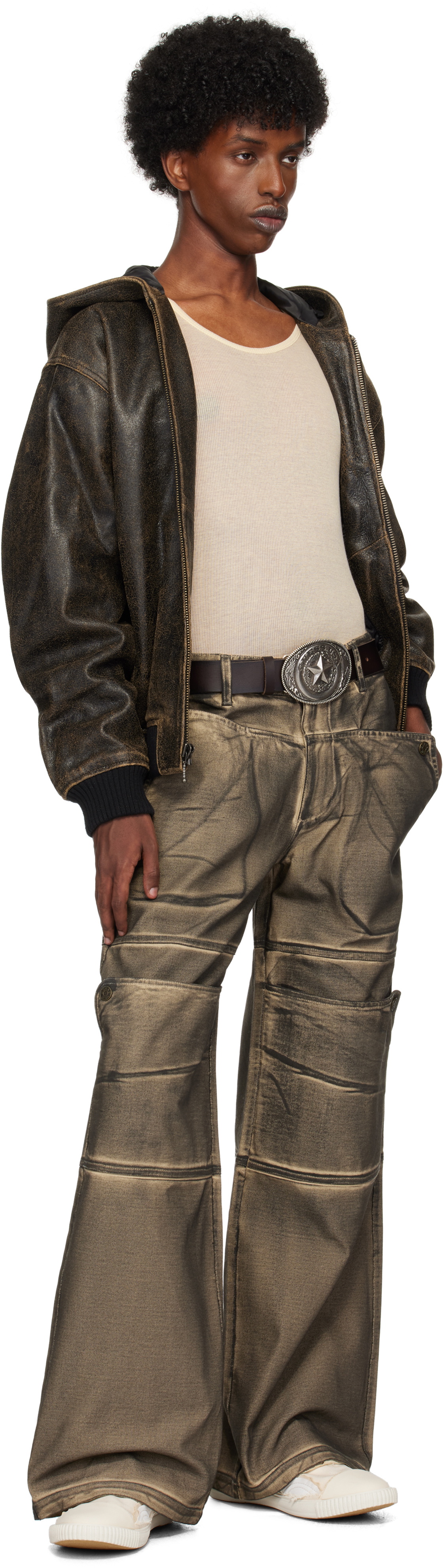 GUESS USA Brown Screenprinted Cargo Jeans