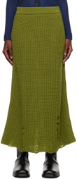 Song for the Mute Green Distressed Midi Skirt