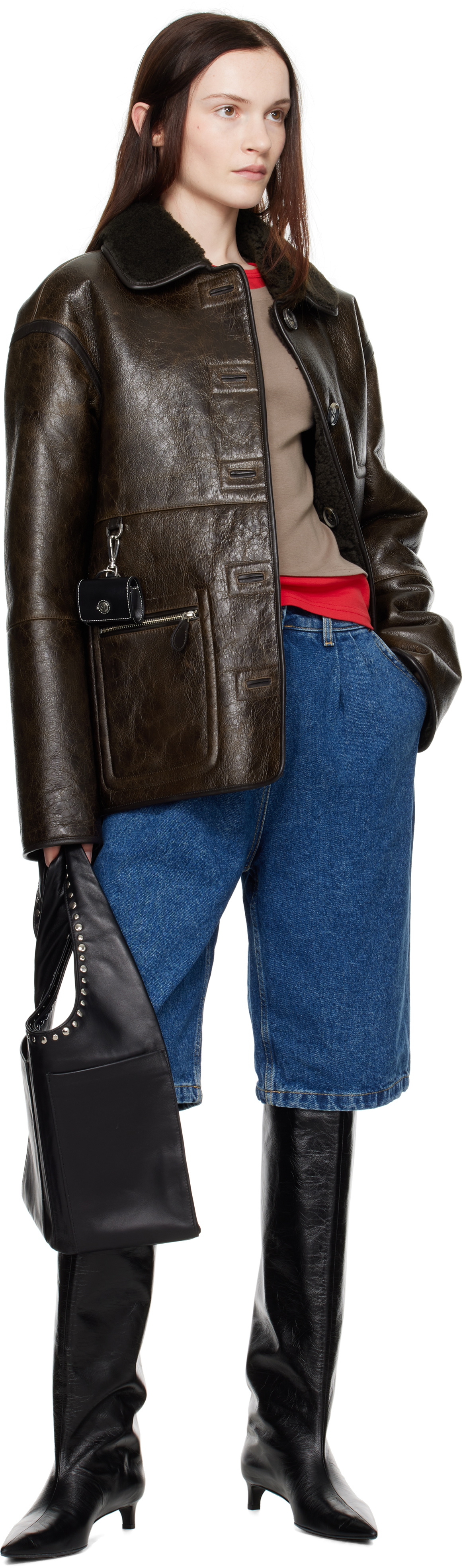 Saks Potts Brown Ada Reversible Leather Jacket