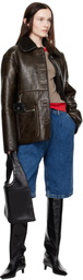 Saks Potts Brown Ada Reversible Leather Jacket