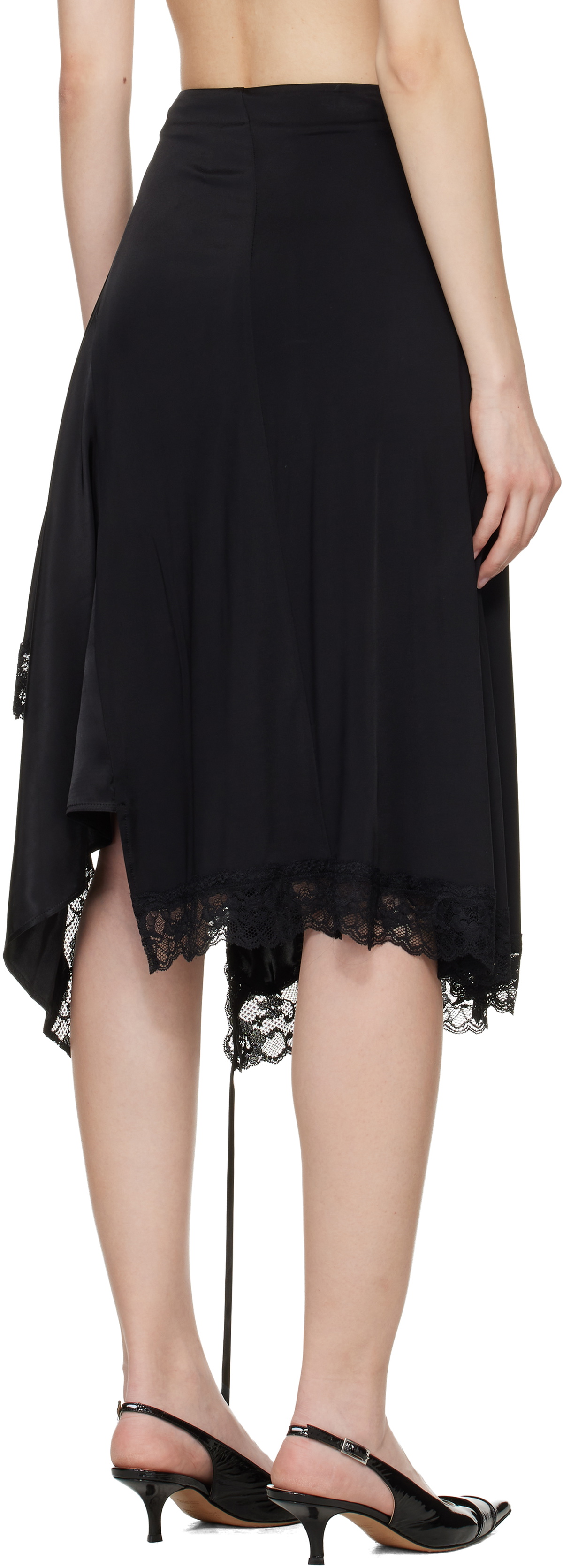 VETEMENTS Black Reworked Lingerie Midi Skirt