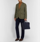 Álvaro - Arturo Leather-Trimmed Canvas Briefcase - Blue