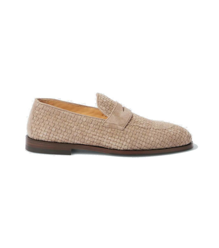 Photo: Brunello Cucinelli Woven suede penny loafers