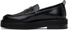 AMI Paris Black Leather Anatomical Toe Loafers