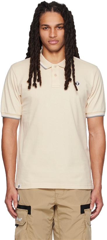 Photo: AAPE by A Bathing Ape Beige Embroidered Polo