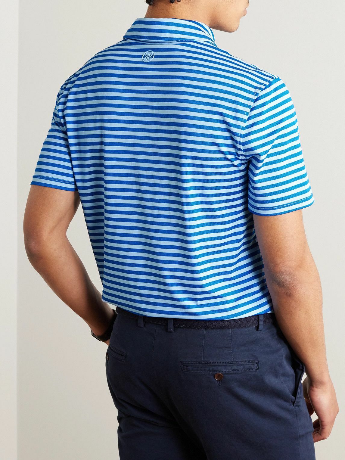 G/FORE - Striped Perforated Tech-Jersey Polo Shirt - Blue G/FORE