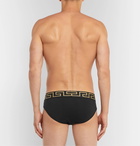 Versace - Three-Pack Logo-Detailed Stretch-Cotton Briefs - Black