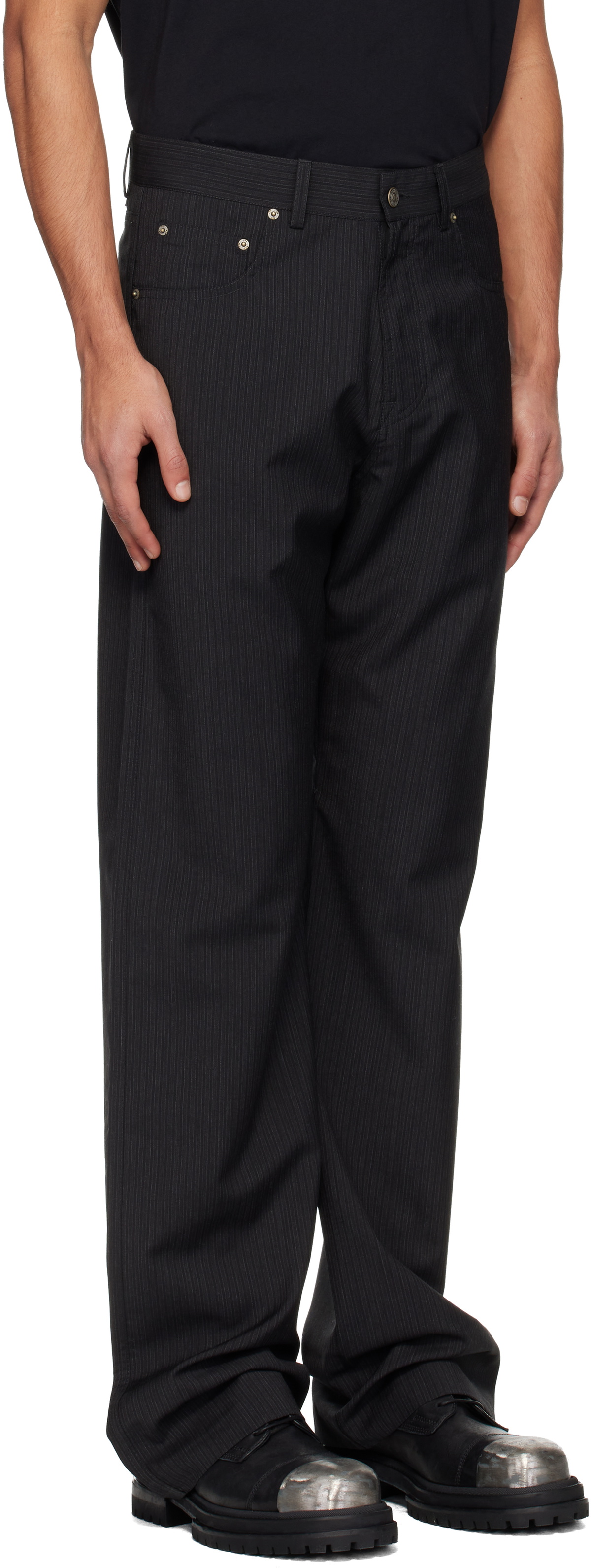 424 Black Tailored Loose Fivepocket Trousers