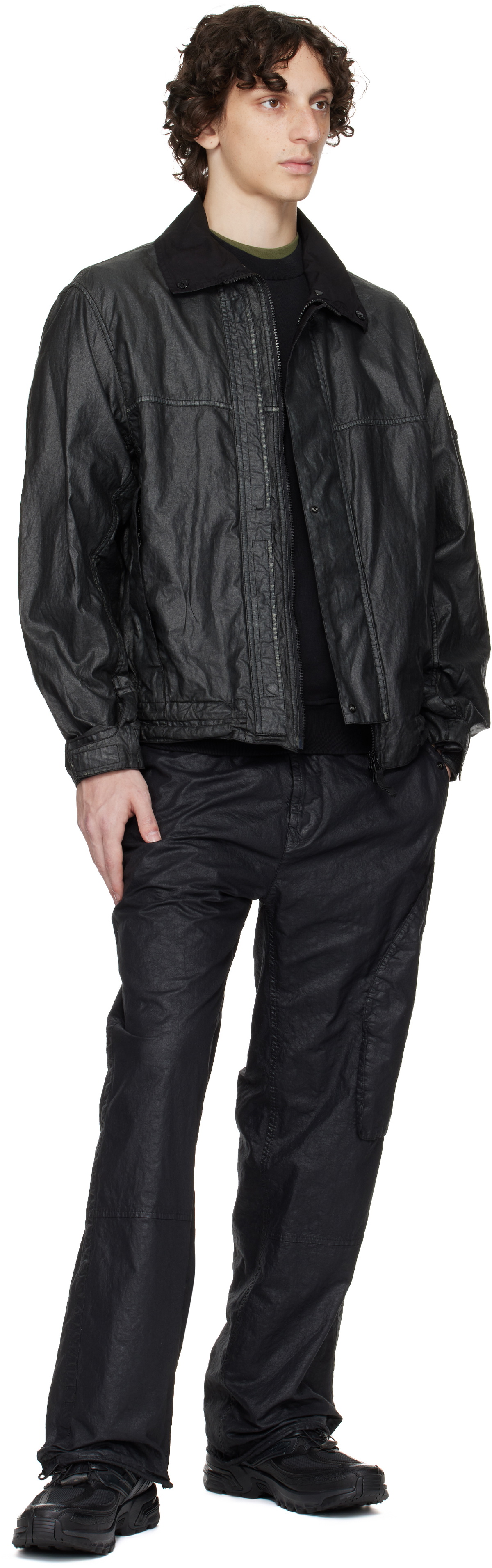 Stone Island Black Raw Linen Plated-OVD Jacket