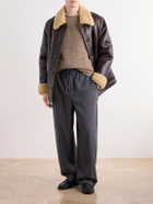 Officine Générale - Ilan Shearling-Lined Leather Jacket - Brown
