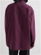 Raf Simons - Logo-Appliquéd Cotton-Denim Shirt - Burgundy