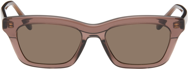 Photo: LOEWE Brown Slim Rectangle Sunglasses