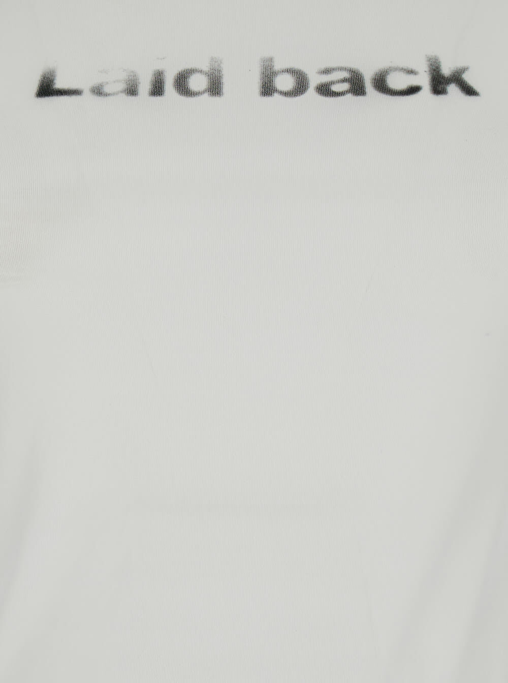 Low Classic laid Back White Sleeveless Top With Round Neck And Print On The Front In Tech Fabric Woman