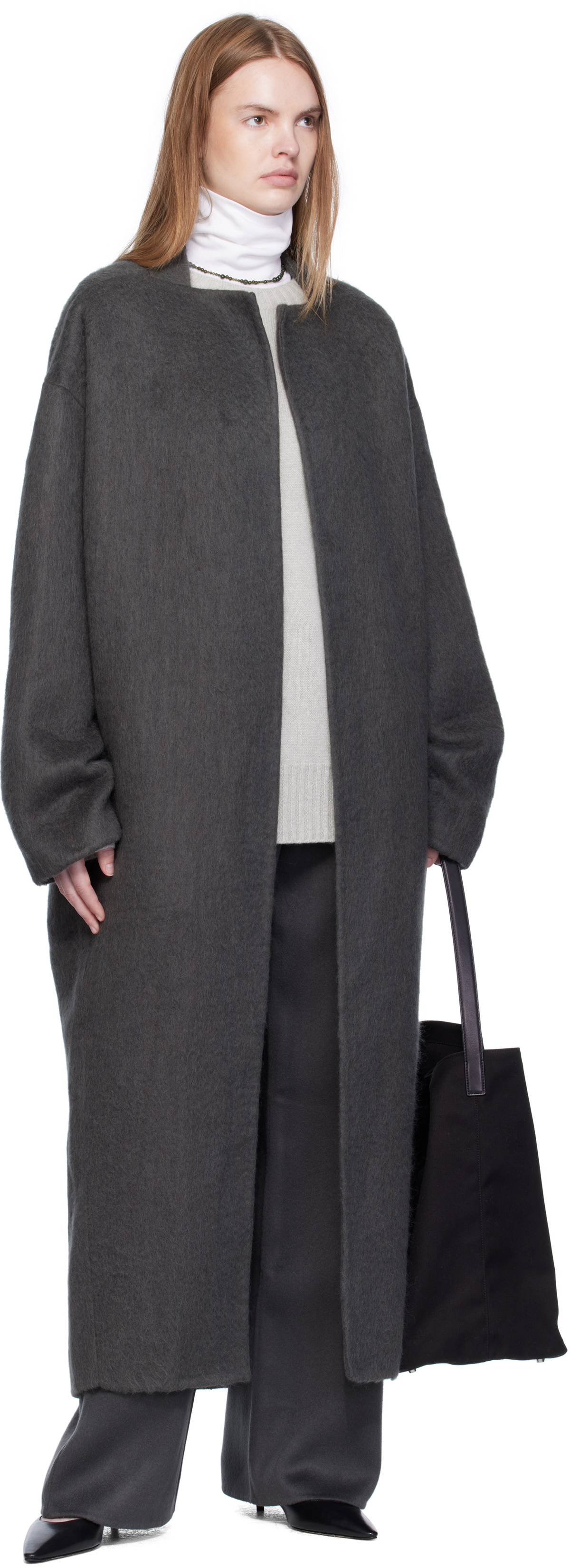 Arch The Gray Wool High-Neck Slim Coat