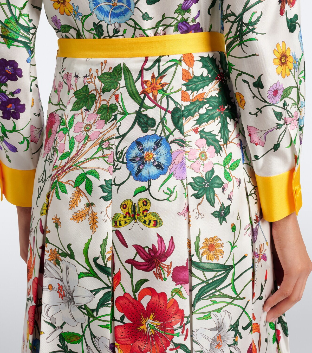 Gucci Gucci Flora pleated silk midi skirt