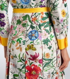 Gucci Gucci Flora pleated silk midi skirt