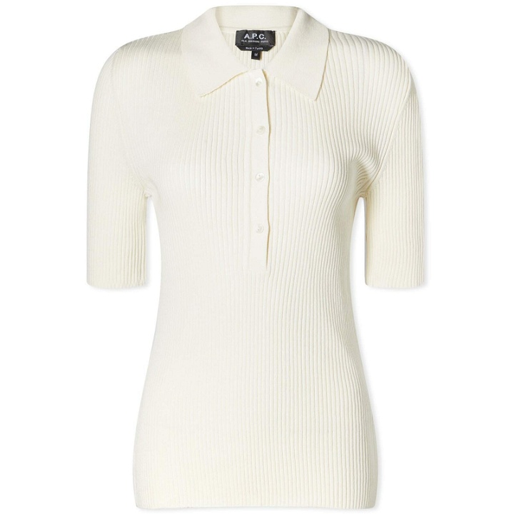 Photo: A.P.C. Women's Danae Knit Polo Shirt Top in White