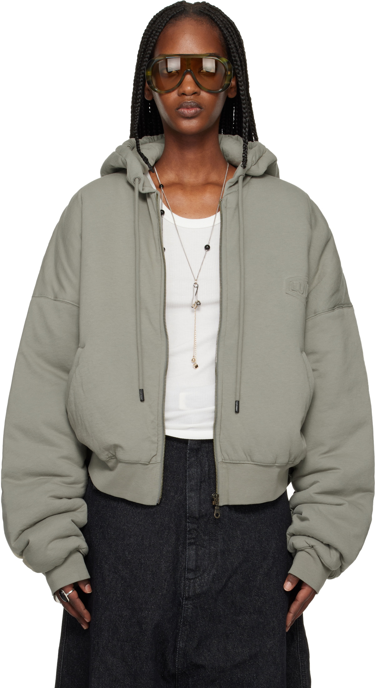 LU'U DAN Gray Wadded Hoodie