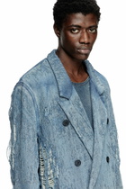 Diesel Blazer in ultra-destroyed jacquard denim - Denim Jackets - Unisex - Blue