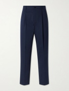 Valentino Garavani - VLogo Straight-Leg Pleated Cotton-Gabardine Trousers - Blue
