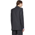 Tibi SSENSE Exclusive Grey Wool Pinstripe Long Blazer