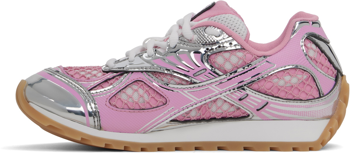 Bottega Veneta Pink & Silver Orbit Sneakers Bottega Veneta